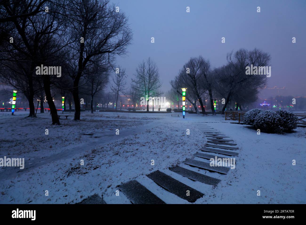 Snow in the park Stock Photo - Alamy