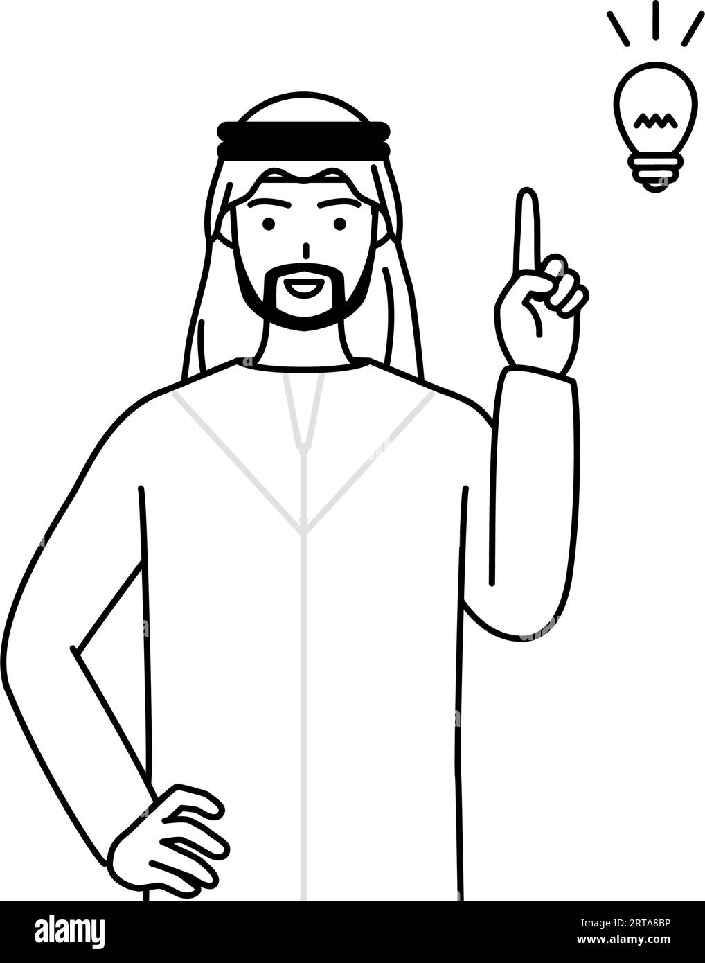 Muslim Man coming up with an idea, Vector Illustration Stock Vector