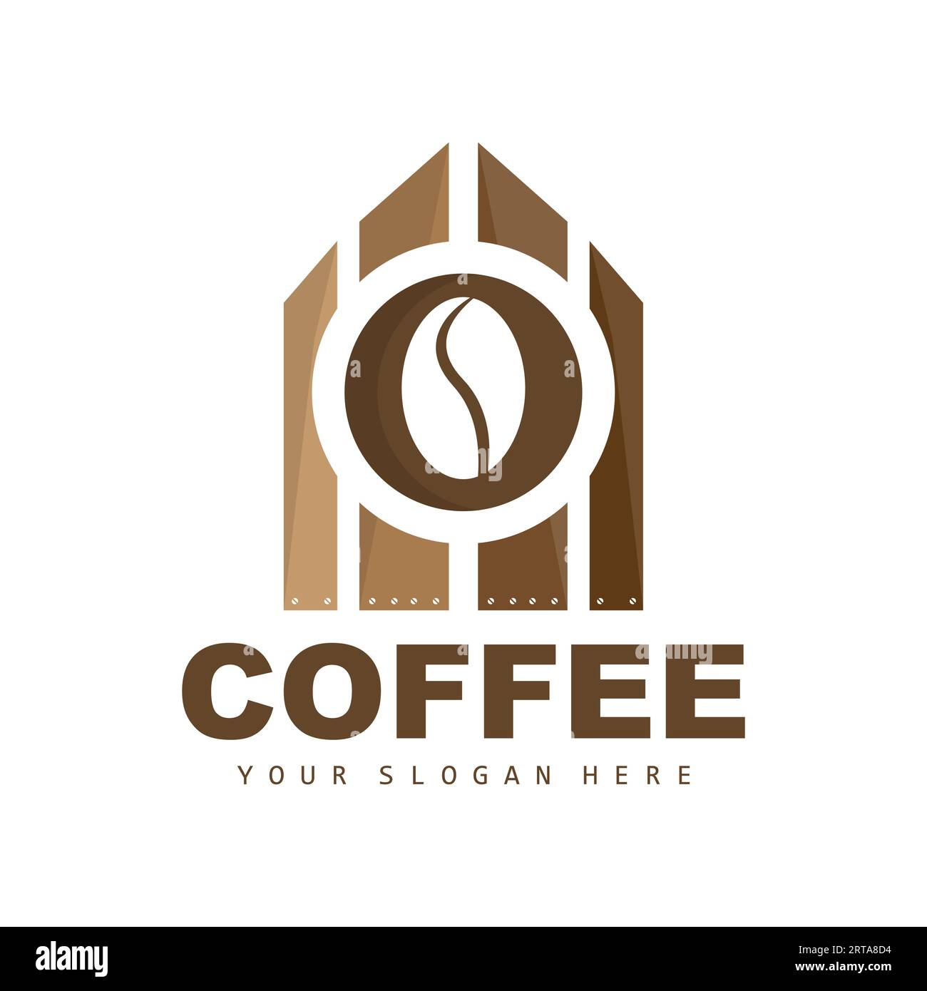 coffee bean drink logo design in brown color vector illustration Stock