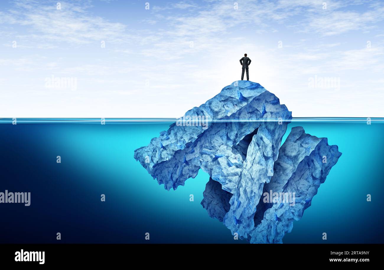 Technological Iceberg as the beginning of Artificial Intelligence and the new tech advent investment or hidden uncertainty of AI that lies beneath Stock Photo