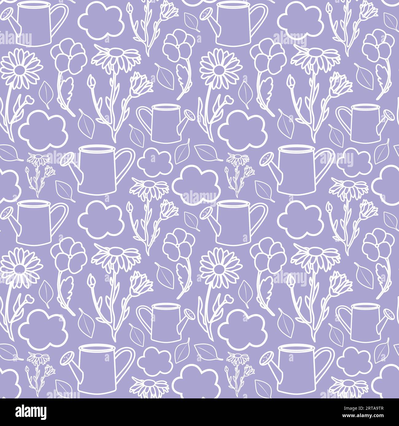 Seamless pattern with vector garden elements Stock Photo