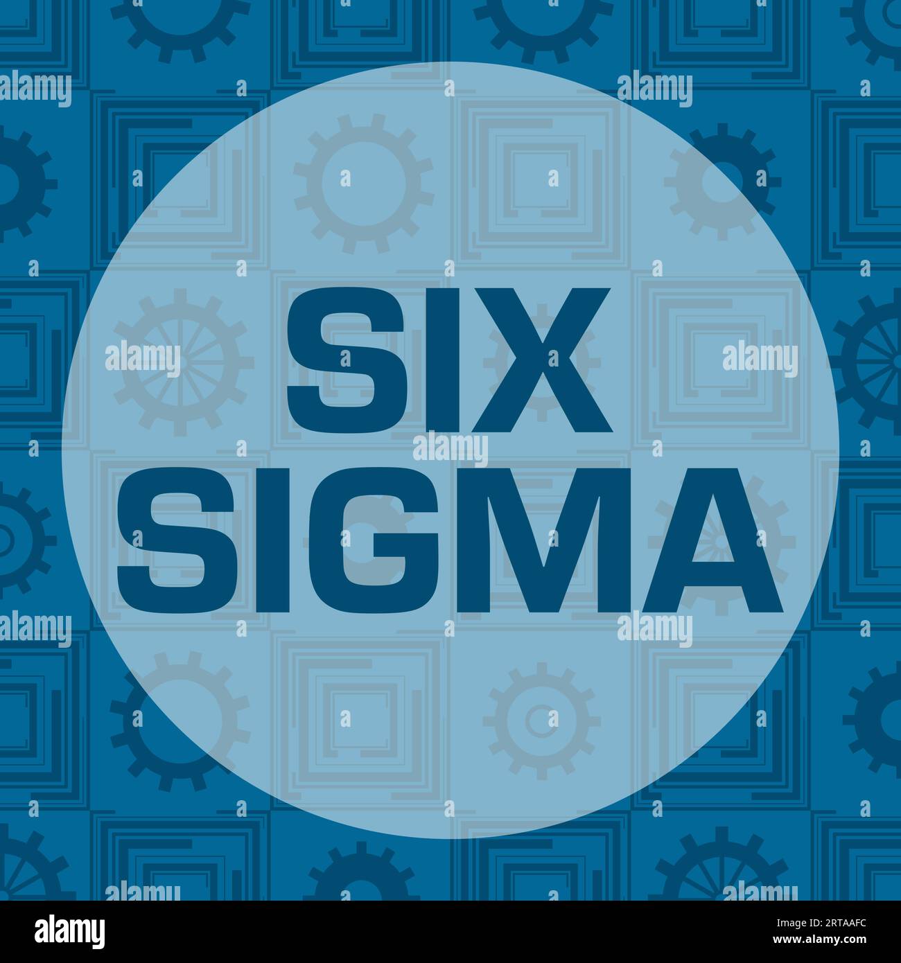 Six Sigma Gears Blue Texture Circle Text Stock Photo