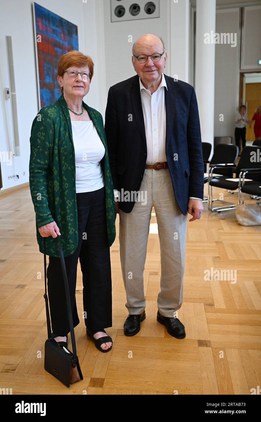 Berlin, Germany. 11th Sep, 2023. Walter Momper (SPD), former Governing Mayor of Berlin, and wife Anne arrive at the ceremonial unveiling of Daniel Barenboim's portrait of an honorary citizen in the ballroom of the Berlin House of Representatives. Credit: Soeren Stache/dpa/Alamy Live News Stock Photo