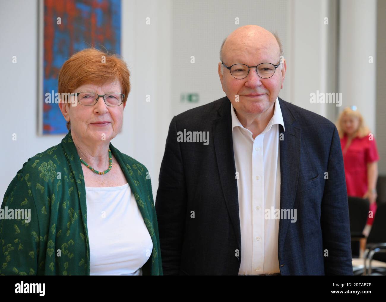 Berlin, Germany. 11th Sep, 2023. Walter Momper (SPD), former Governing Mayor of Berlin, and wife Anne arrive at the ceremonial unveiling of Daniel Barenboim's portrait of an honorary citizen in the ballroom of the Berlin House of Representatives. Credit: Soeren Stache/dpa/Alamy Live News Stock Photo