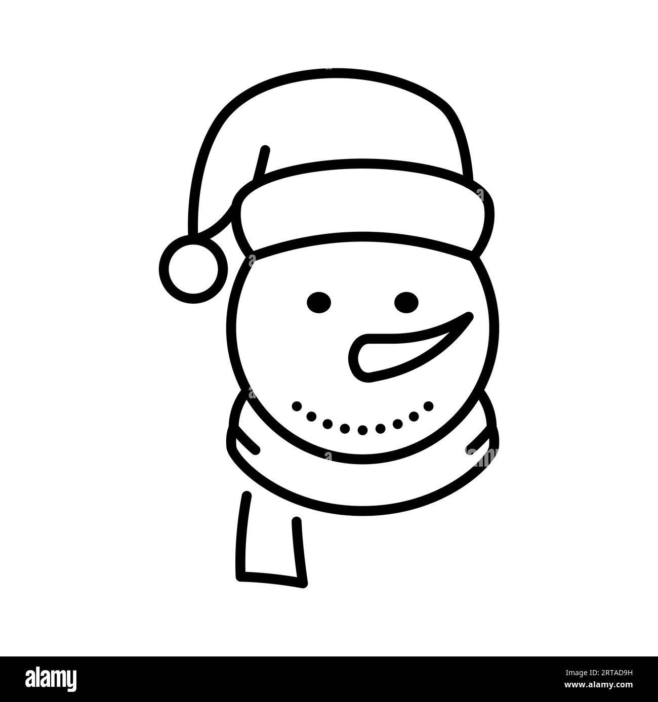 Snowman character head Christmas line icon. Christmas celebration 