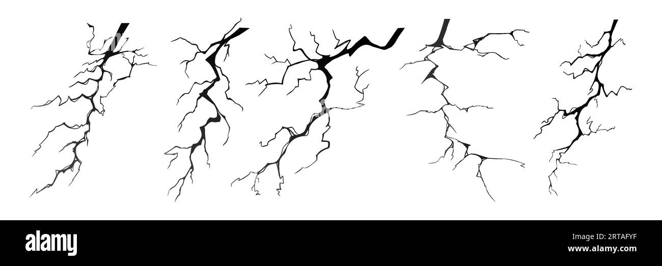 Lightning strike bolt silhouettes vector illustration set Stock Vector ...