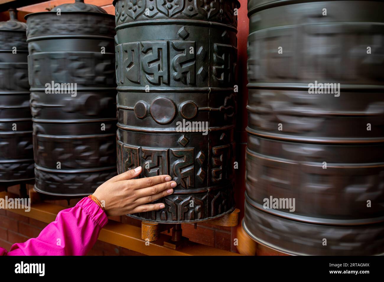 Buddhist Prayer Wheels Stock Photo Alamy
