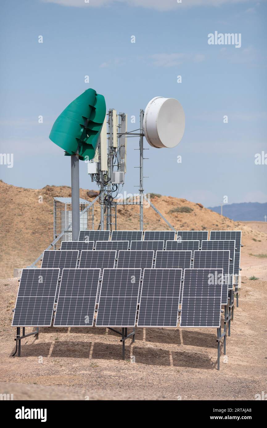 Solar panel wind turbine desert hi-res stock photography and images - Alamy