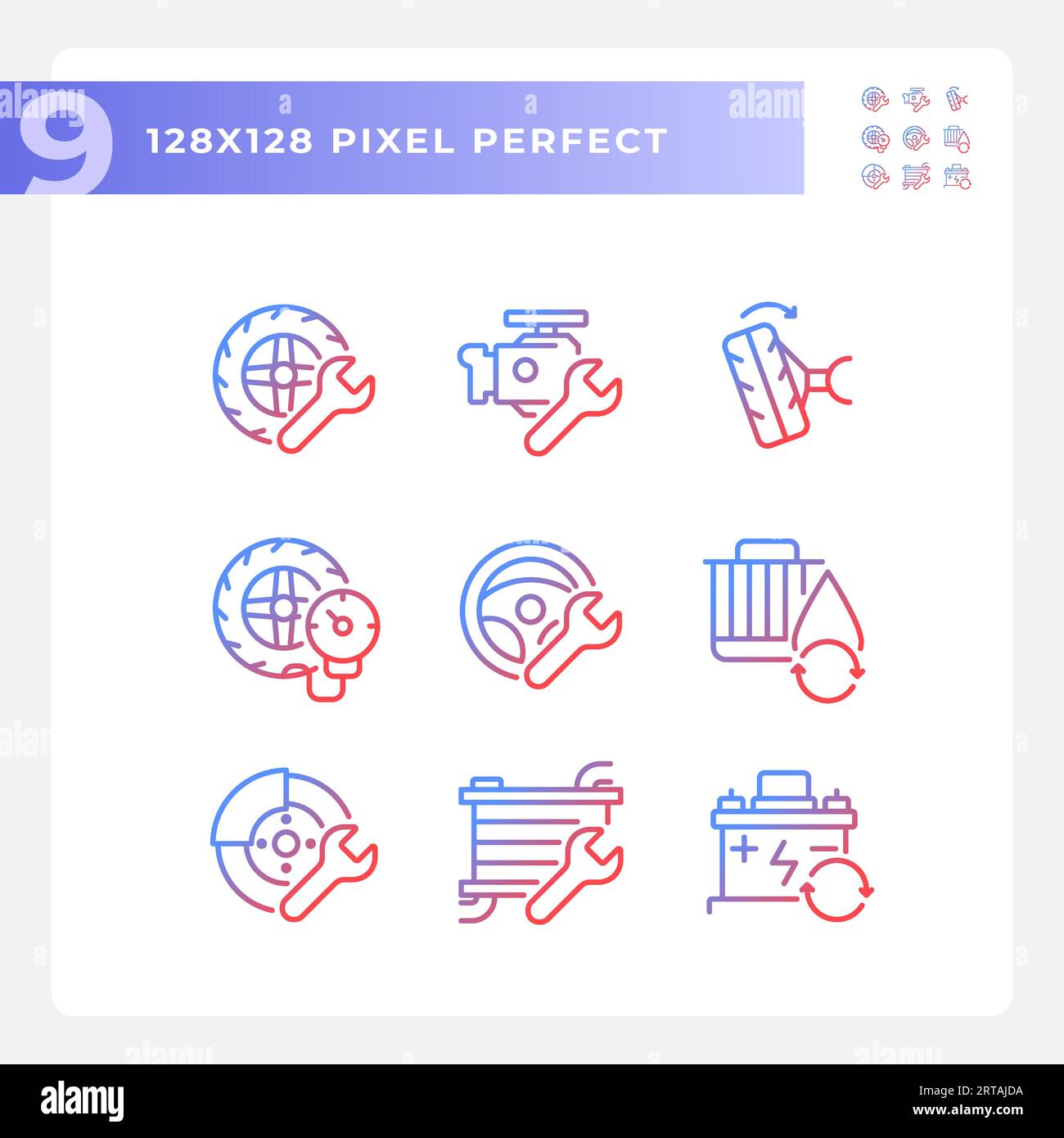 Pack of pixel perfect gradient car repair and service icons Stock ...