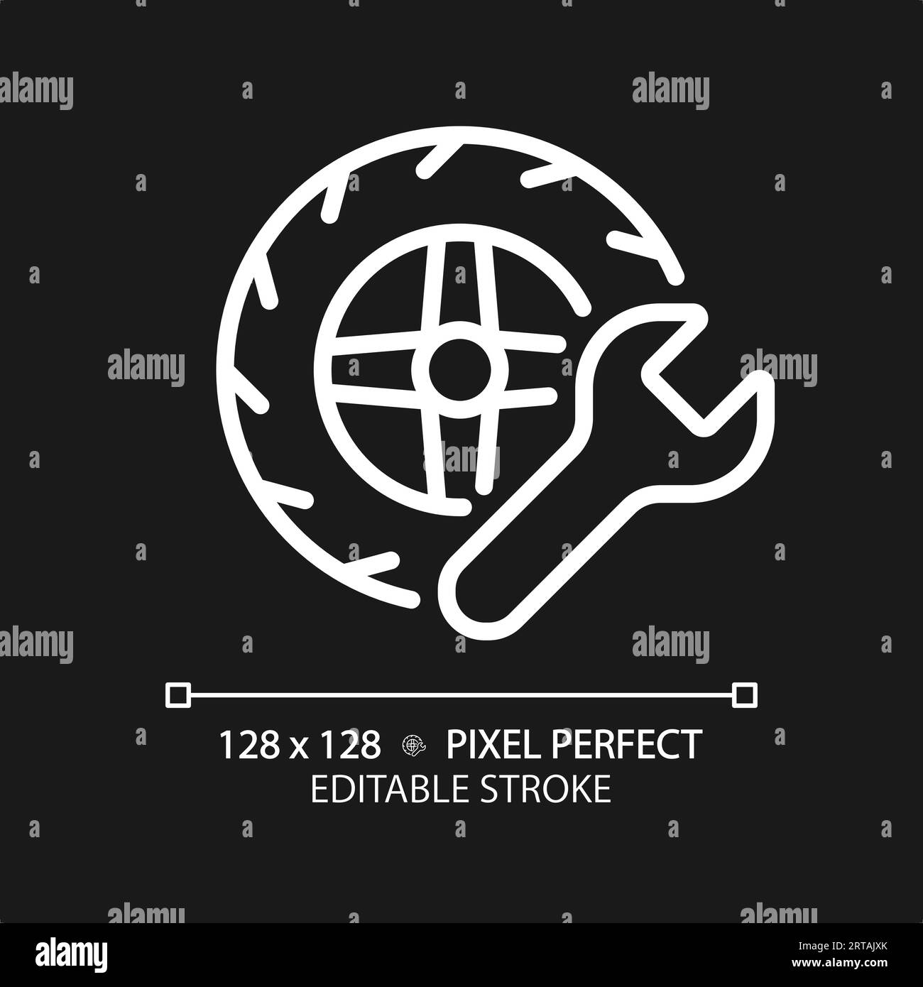 2D customizable thin line white wheel repair icon Stock Vector Image