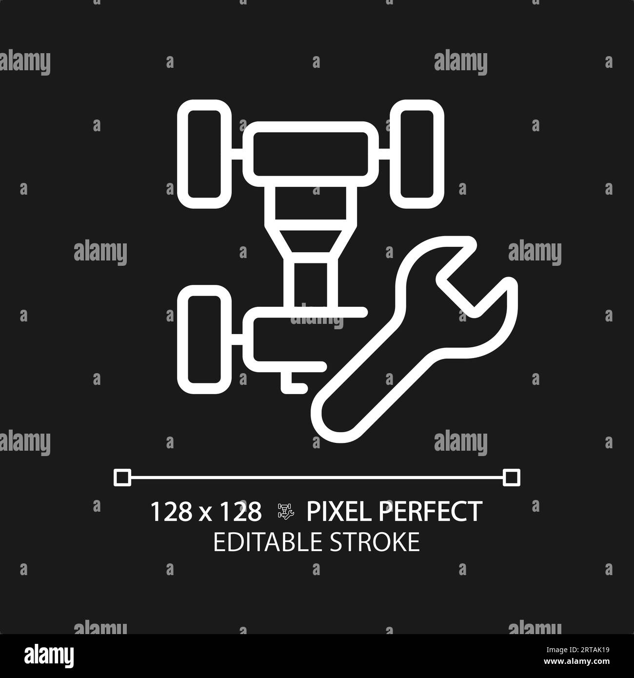 2D customizable thin line white car chassis repair icon Stock Vector