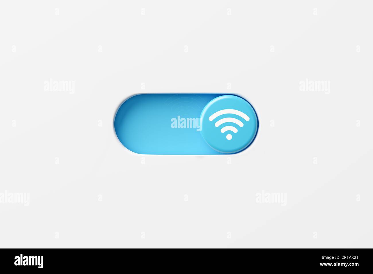 Wi-Fi on button. Wireless internet connection. On and off toggle switch  button with wifi symbol. 3D render Stock Photo - Alamy