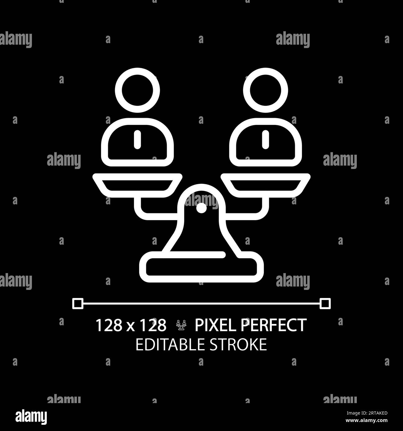 2D editable thin line white people on weight scale icon Stock Vector
