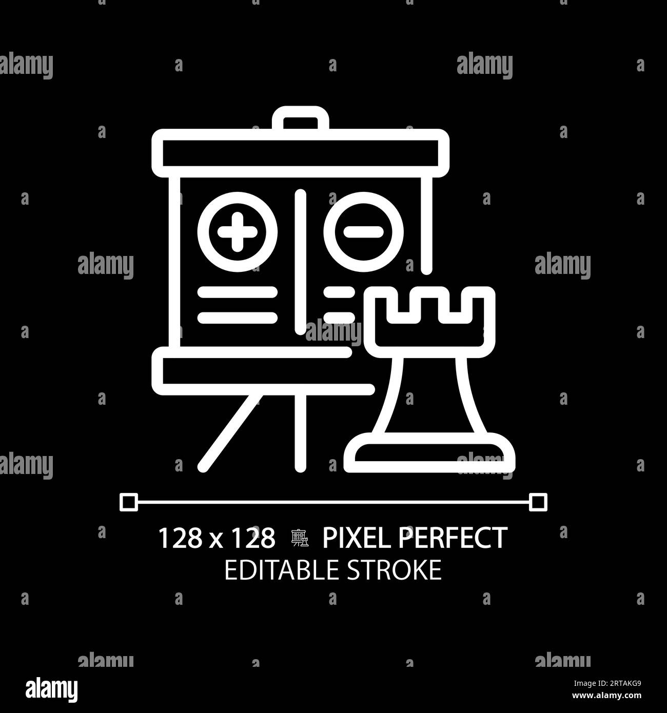 2D editable thin line white pros and cons icon Stock Vector