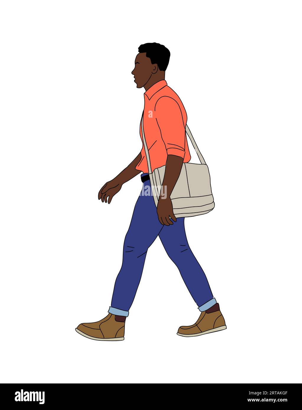 Young black man walking side view vector isolated Stock Vector Image ...