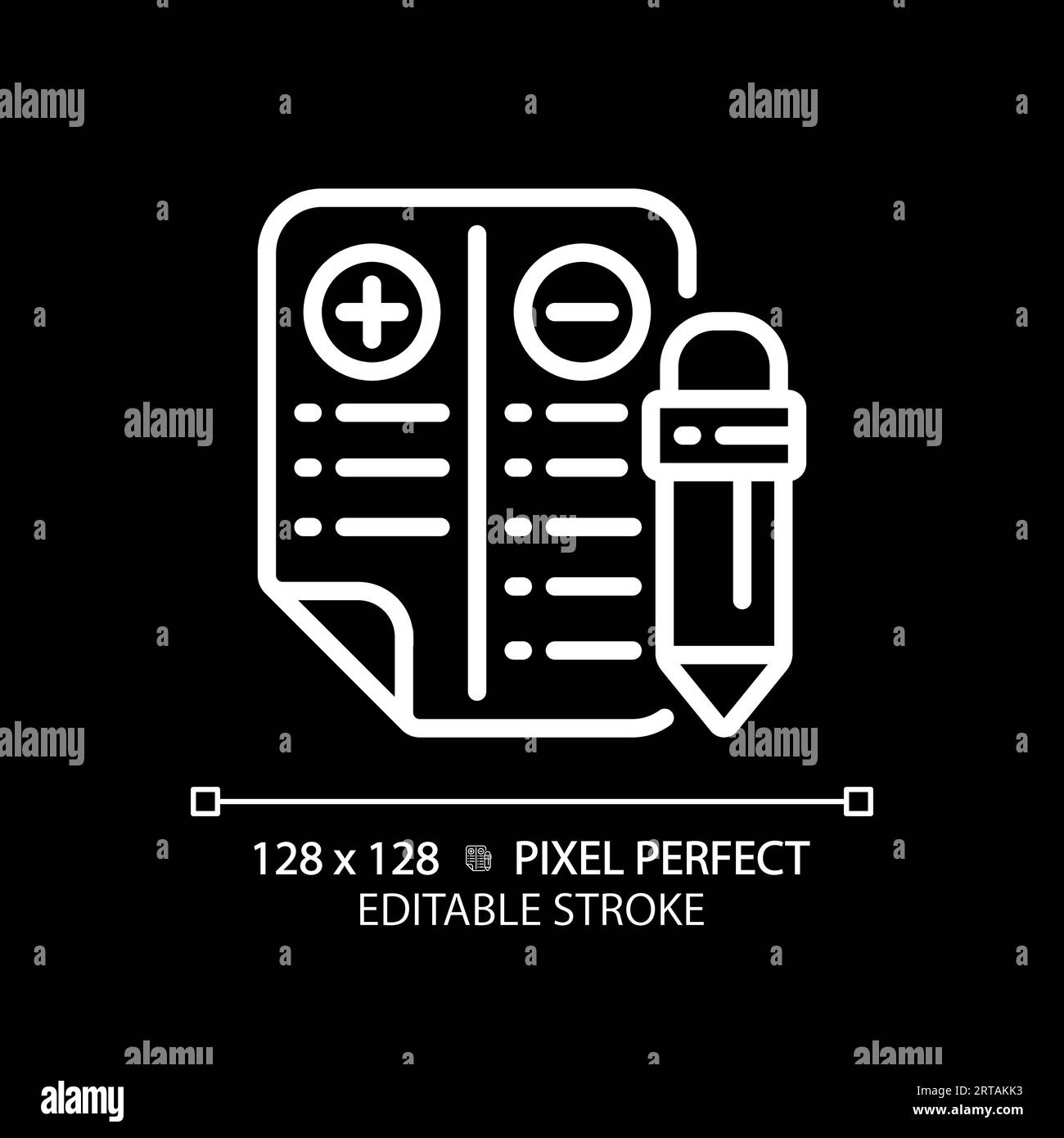 2D thin line white positive and negative points icon Stock Vector Image ...