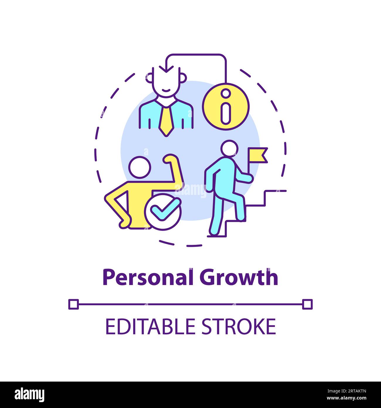 2D customizable thin line icon personal growth concept Stock Vector