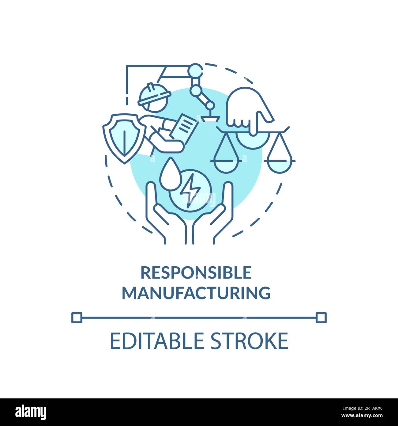 2D customizable line icon responsible manufacturing concept Stock Vector