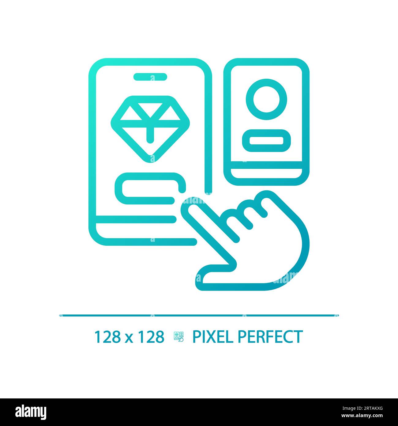 2D blue thin line gradient choosing app icon Stock Vector