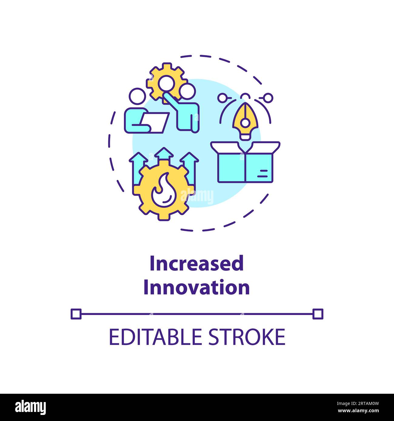 2D customizable thin line icon increased innovation concept Stock Vector