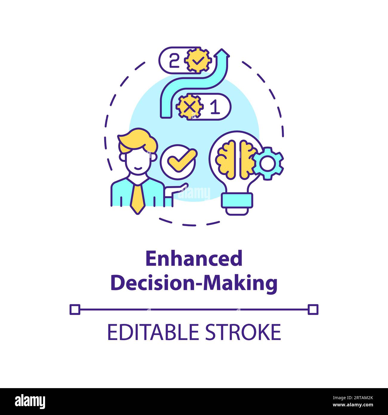 2D customizable line icon enhanced decision making concept Stock Vector ...