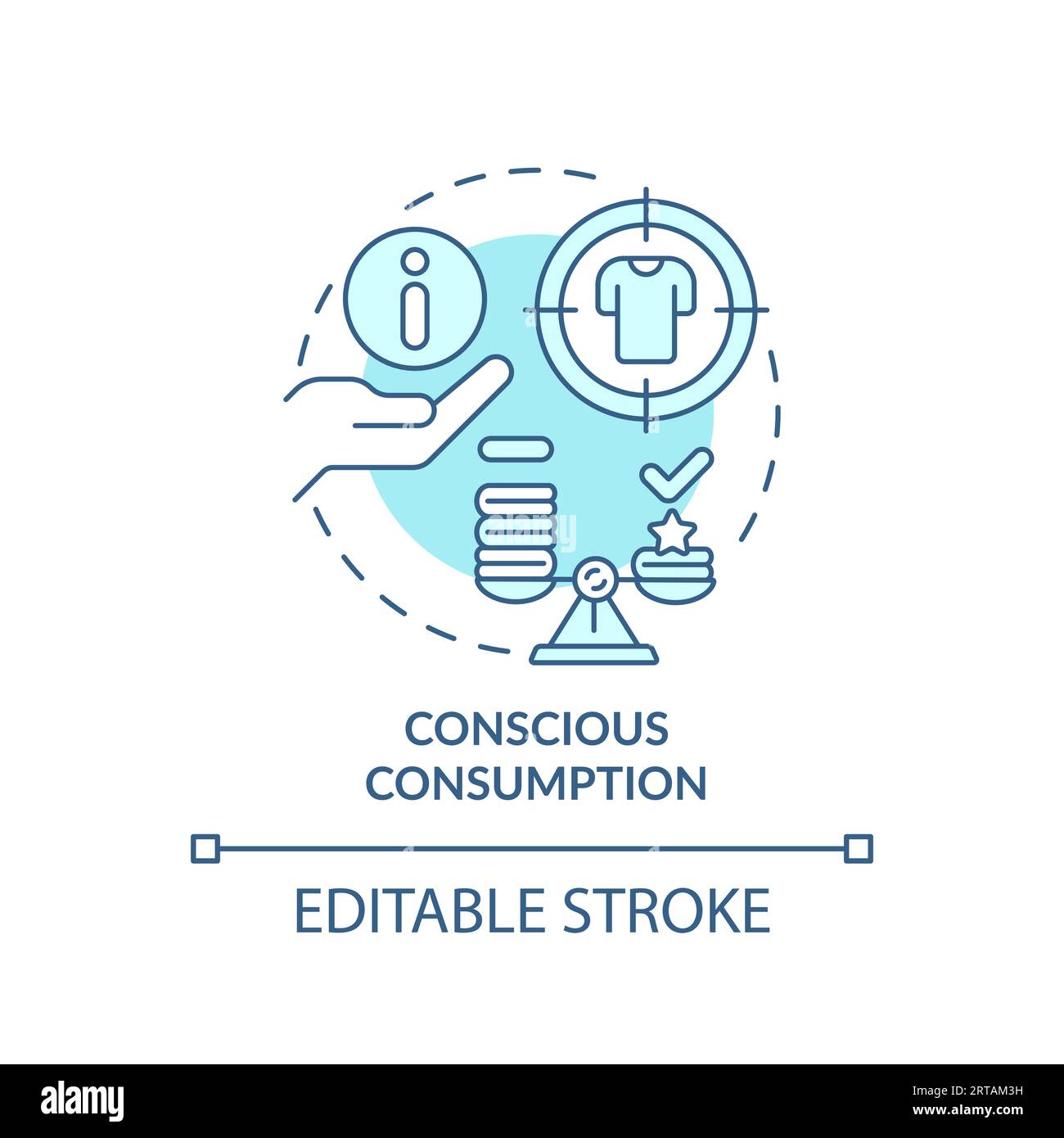 2D customizable thin line icon conscious consumption concept Stock Vector