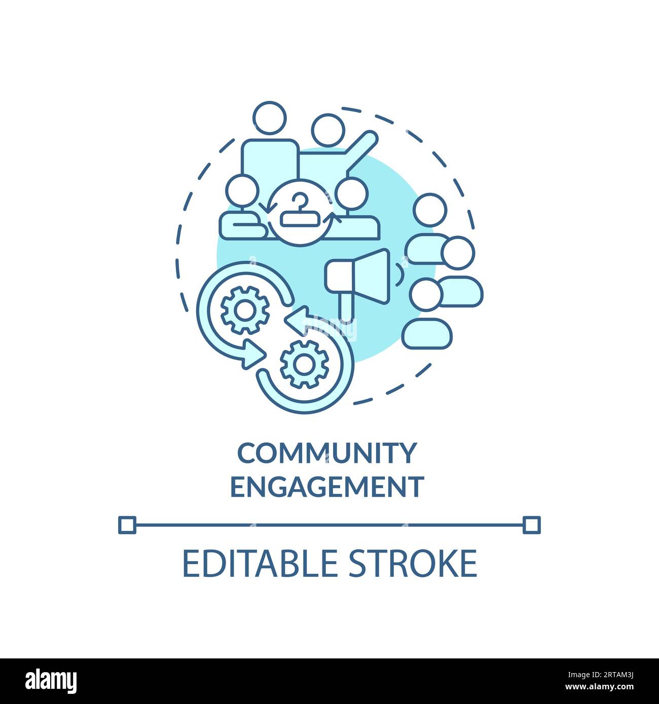 2D customizable thin line icon community engagement concept Stock Vector