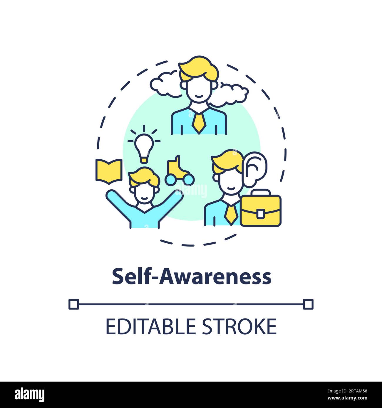 2D customizable thin line icon self awareness concept Stock Vector