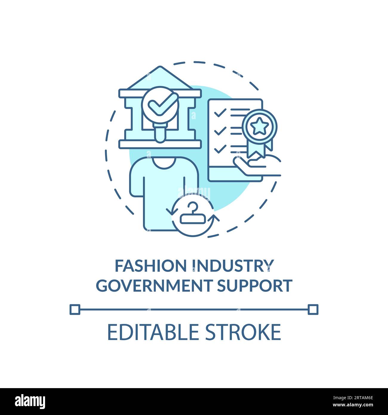 2D line icon fashion industry government support concept Stock Vector