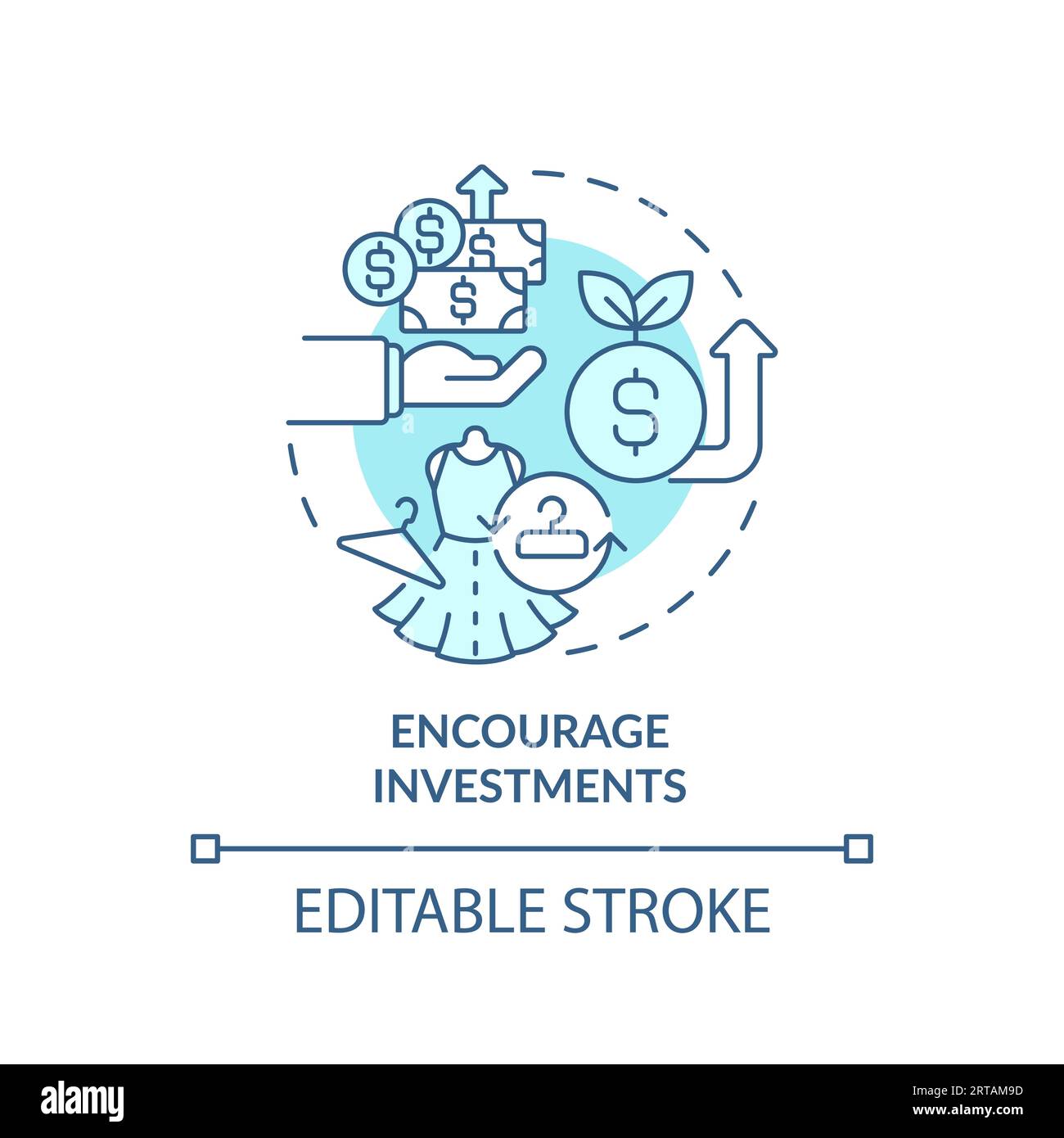 2D customizable thin line encourage investments icon concept Stock Vector