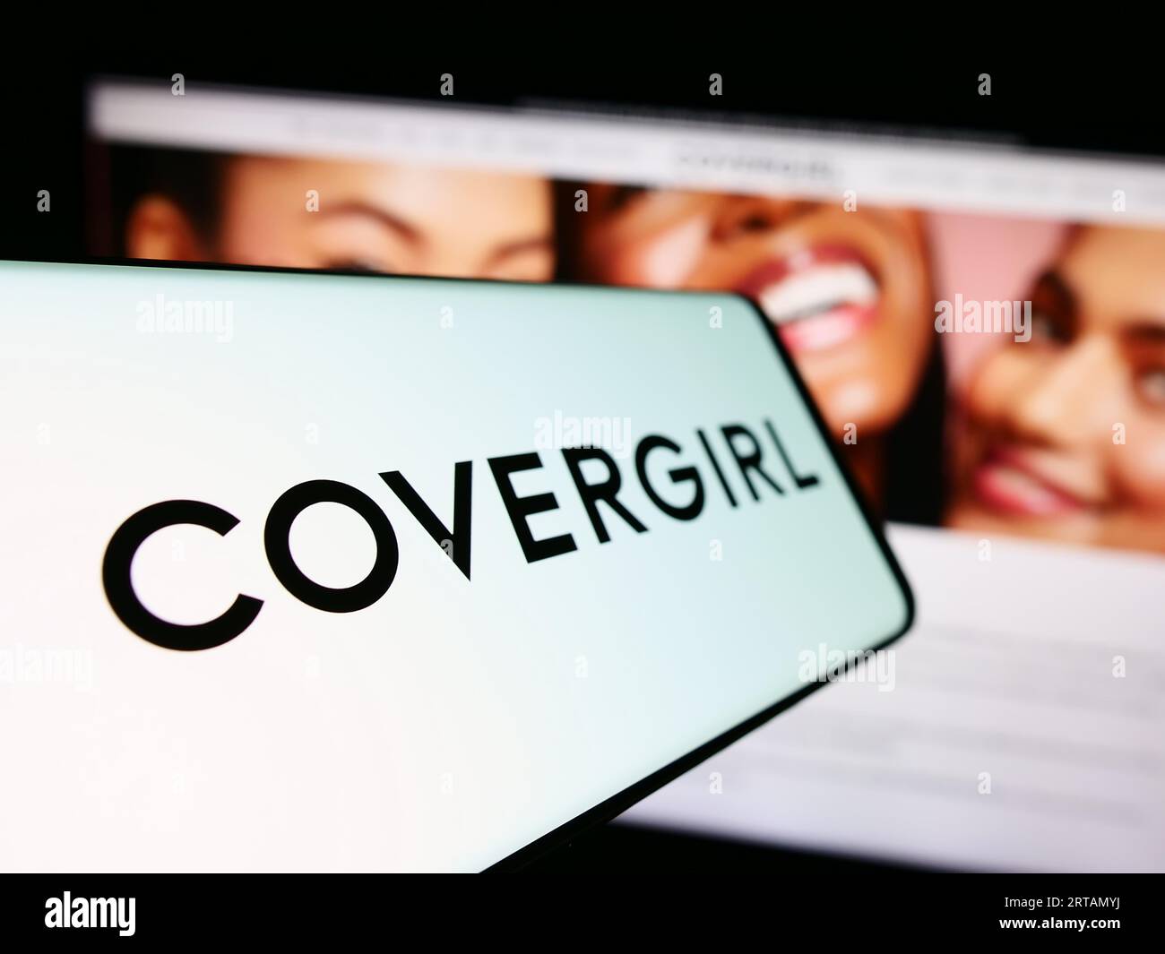 Mobile phone with logo of American cosmetics company CoverGirl on