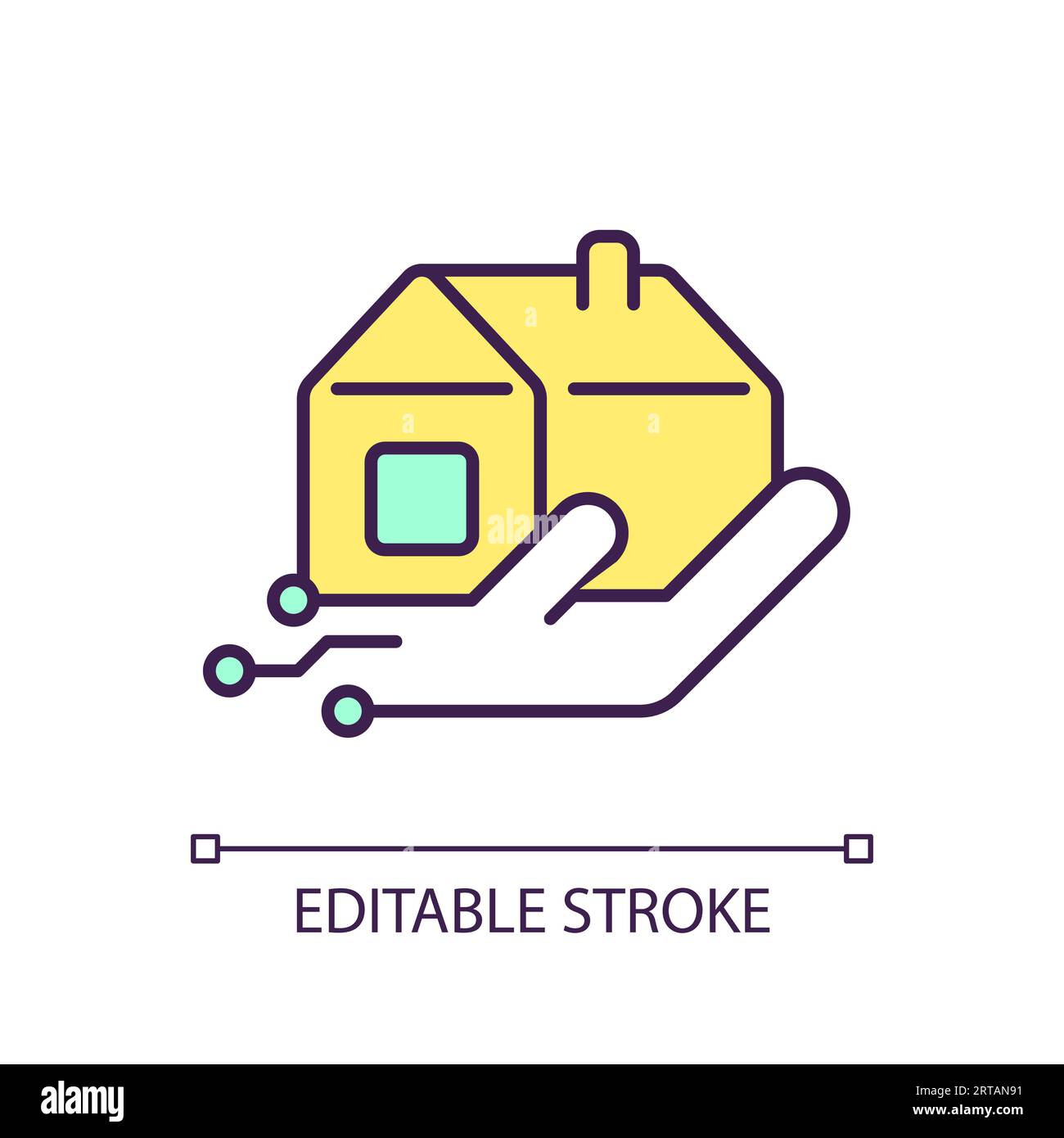 2D thin line colorful real estate icon Stock Vector