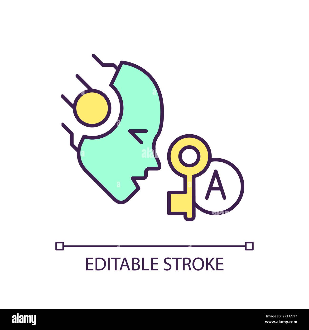 2D thin line colorful predictive keyword analysis icon Stock Vector