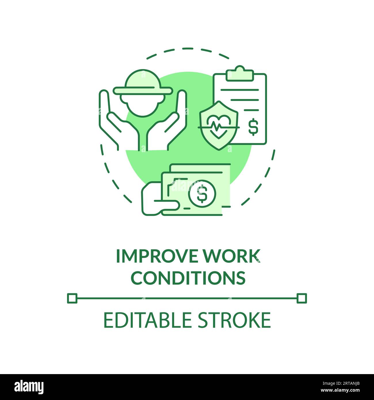 Improve work conditions green concept icon Stock Vector