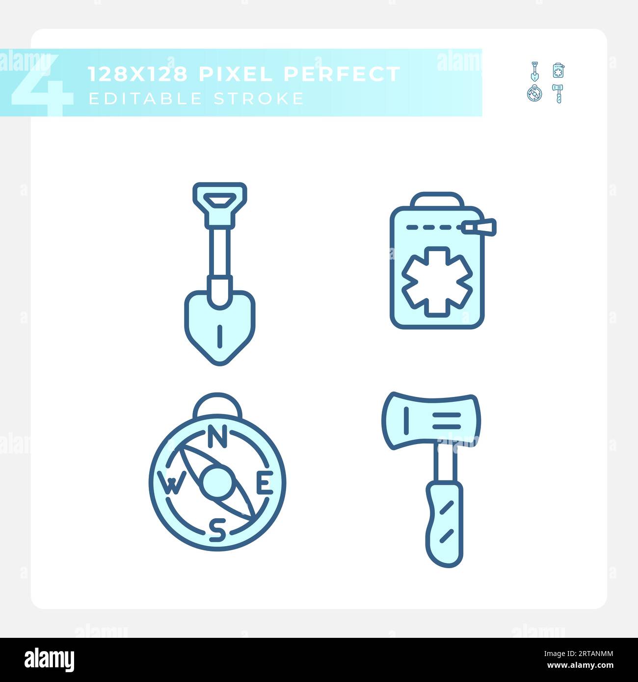 Editable pixel perfect hiking gear line icons pack Stock Vector Image ...