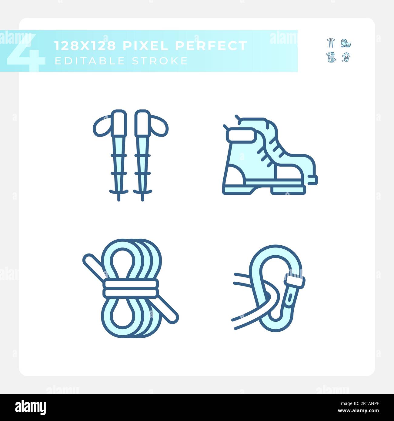 Pack of editable pixel perfect hiking gear thin line icons Stock Vector ...