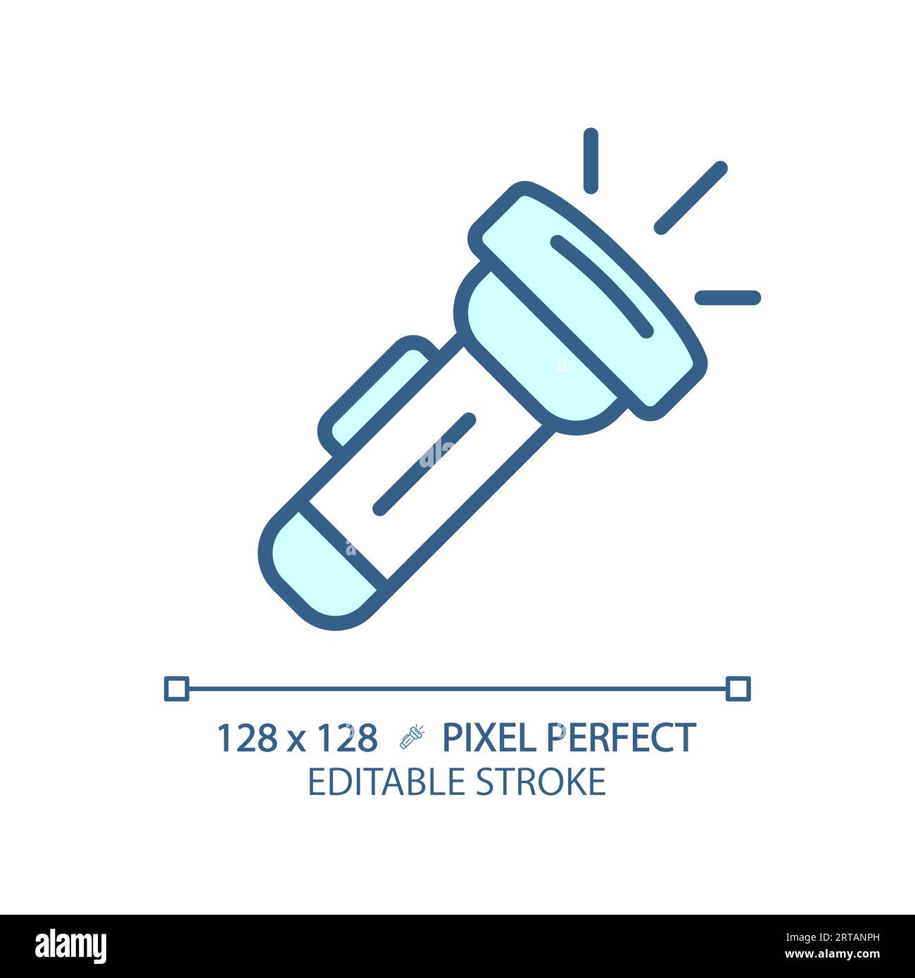 Customizable flashlight simple thin linear blue icon Stock Vector
