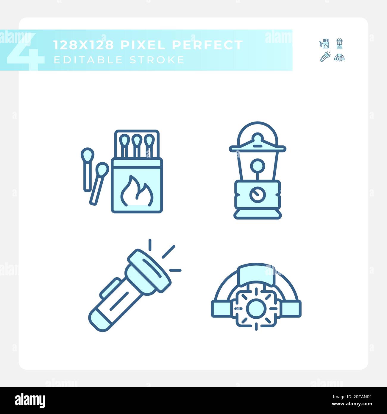 Set of 2D editable pixel perfect hiking gear icons Stock Vector Image ...