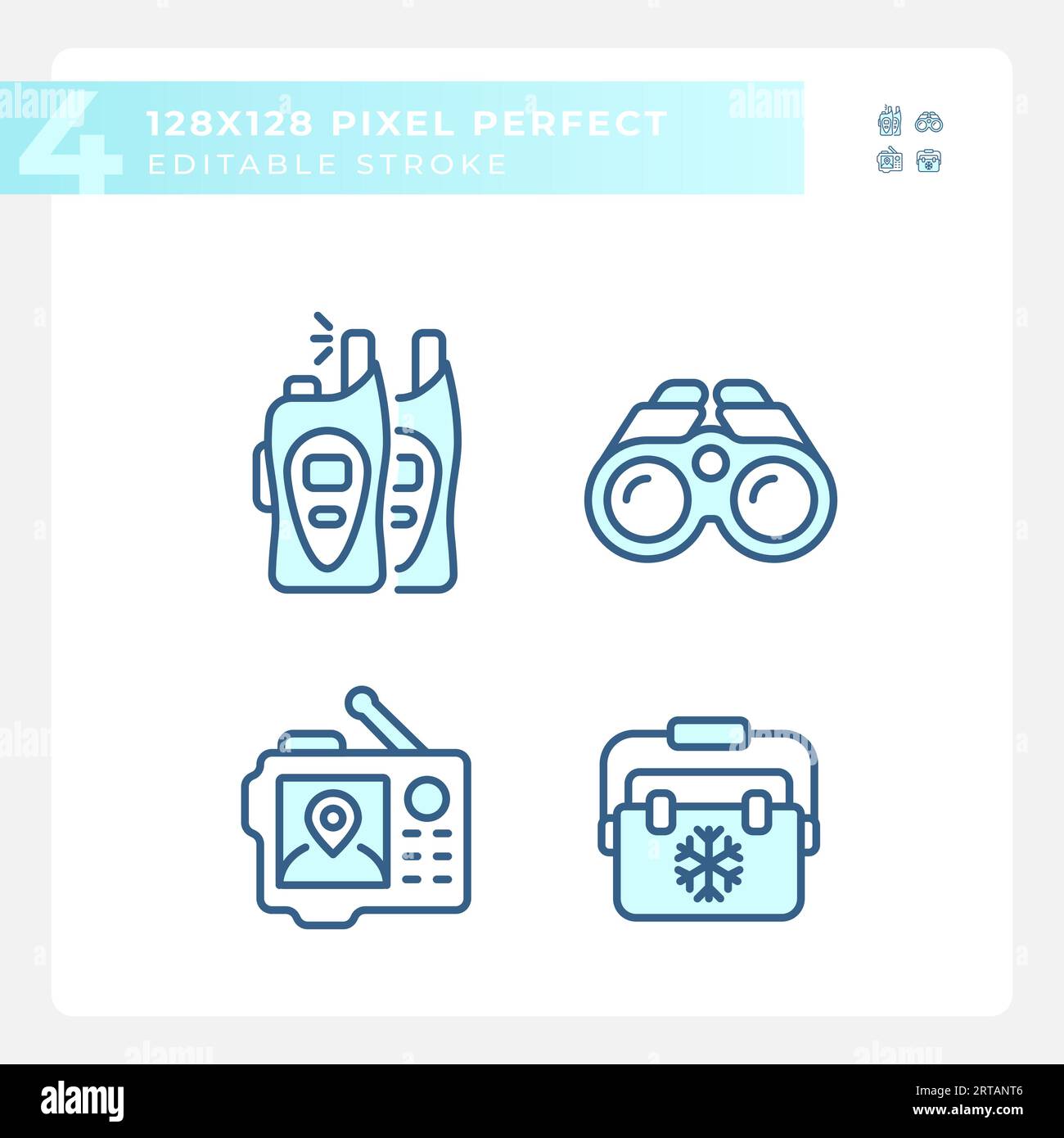 Set of editable pixel perfect hiking gear linear icons Stock Vector ...