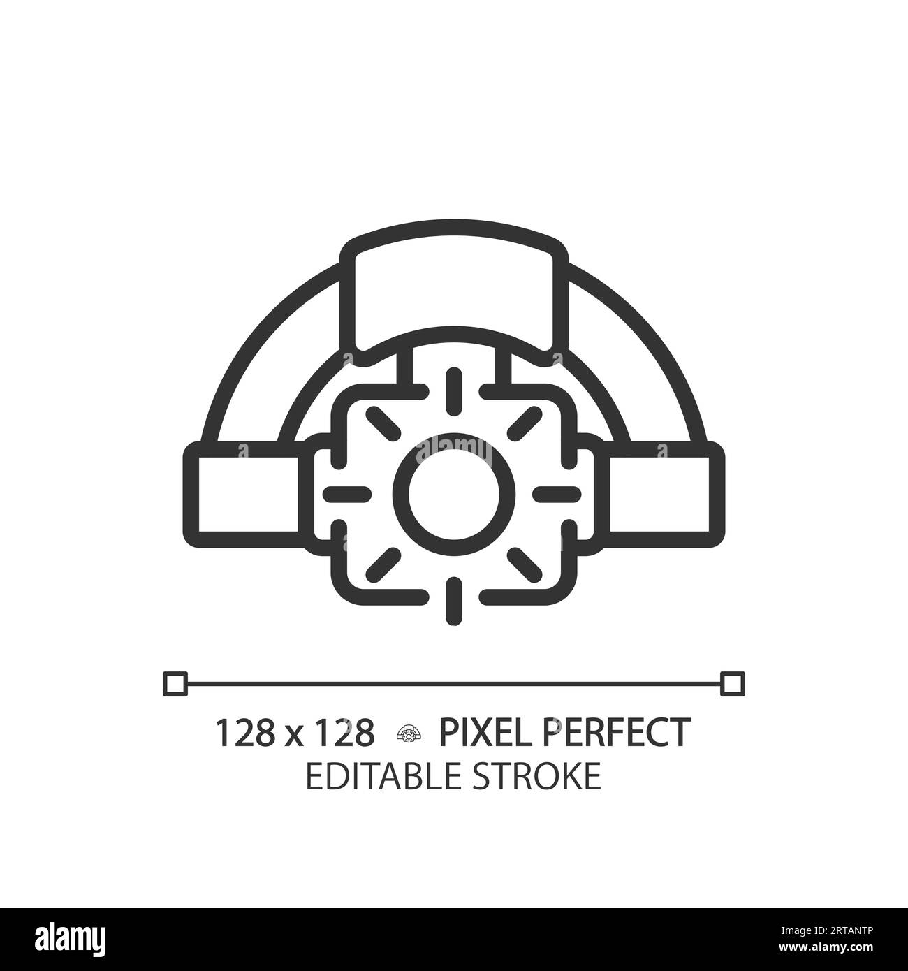 Customizable headlamp simple thin linear black icon Stock Vector