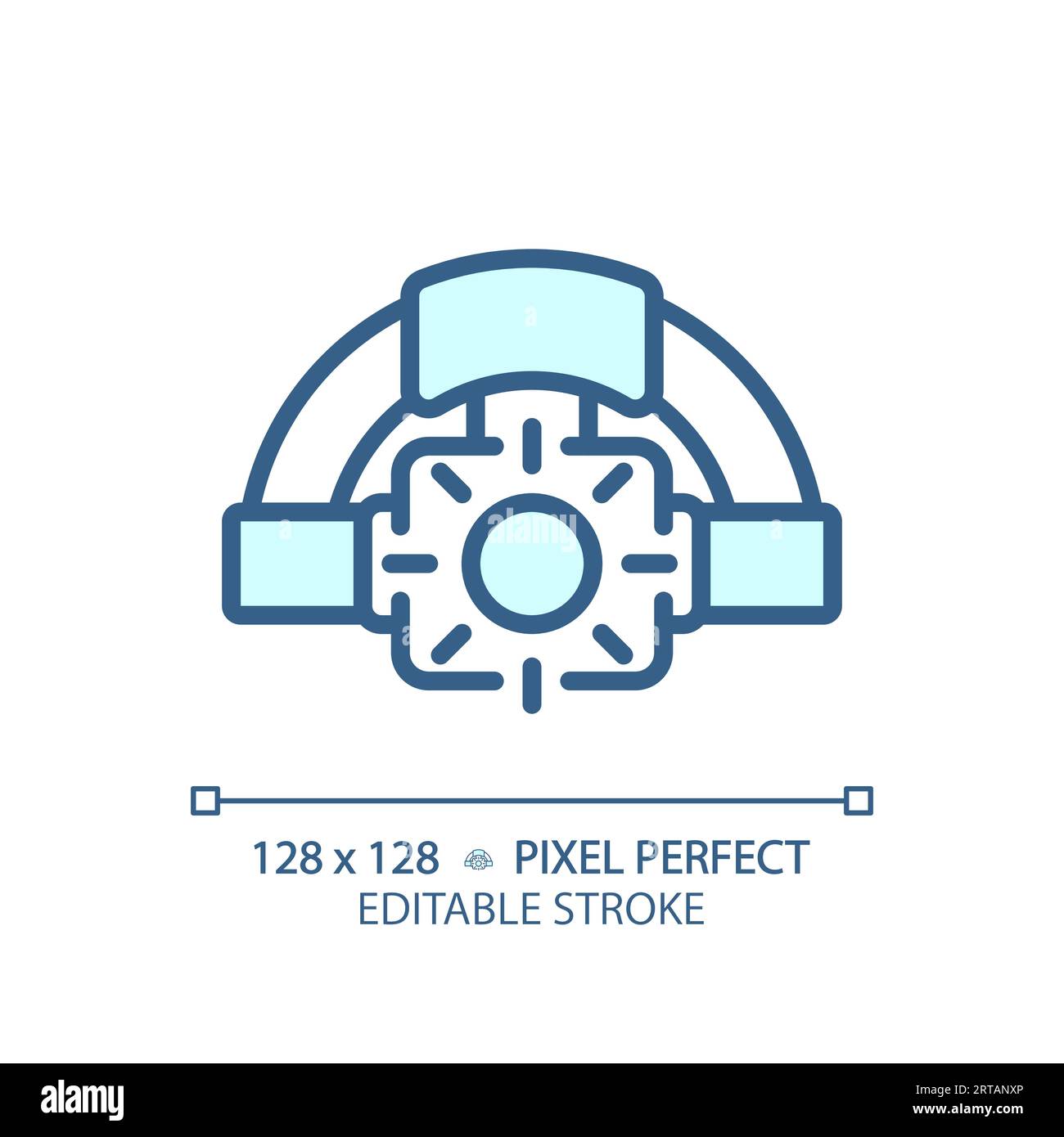 Customizable headlamp simple thin linear blue icon Stock Vector