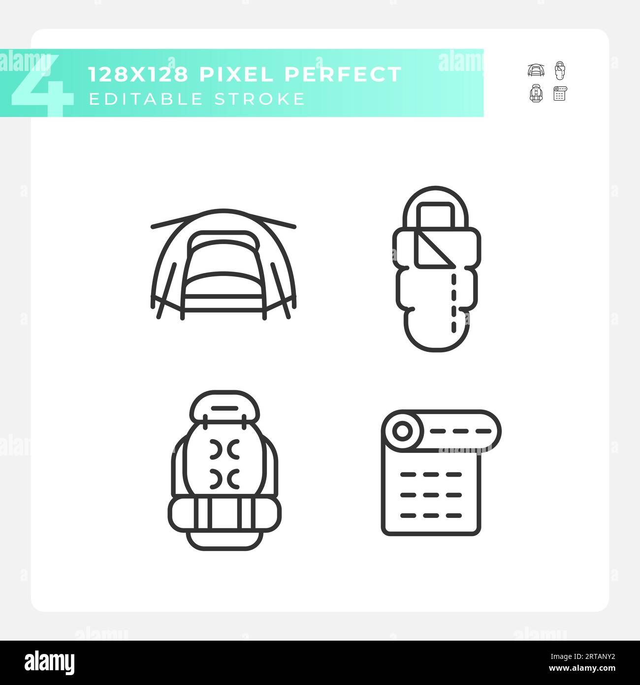 2D editable pixel perfect hiking gear line icons Stock Vector Image ...