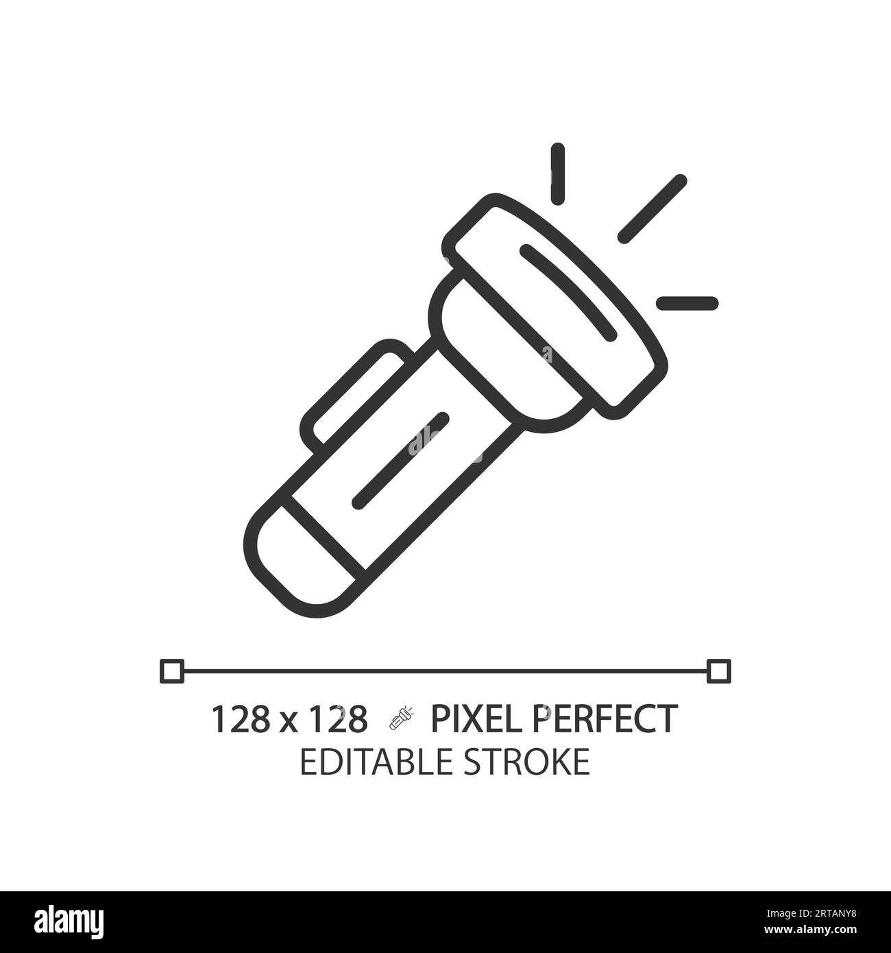 Customizable flashlight simple thin linear black icon Stock Vector