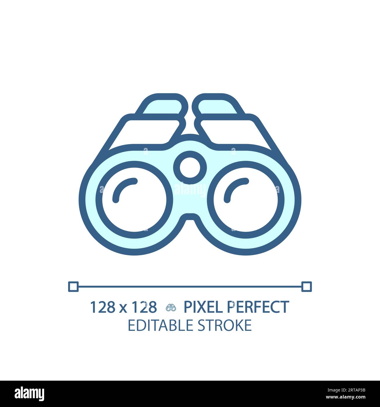 Customizable binoculars simple thin linear blue icon Stock Vector