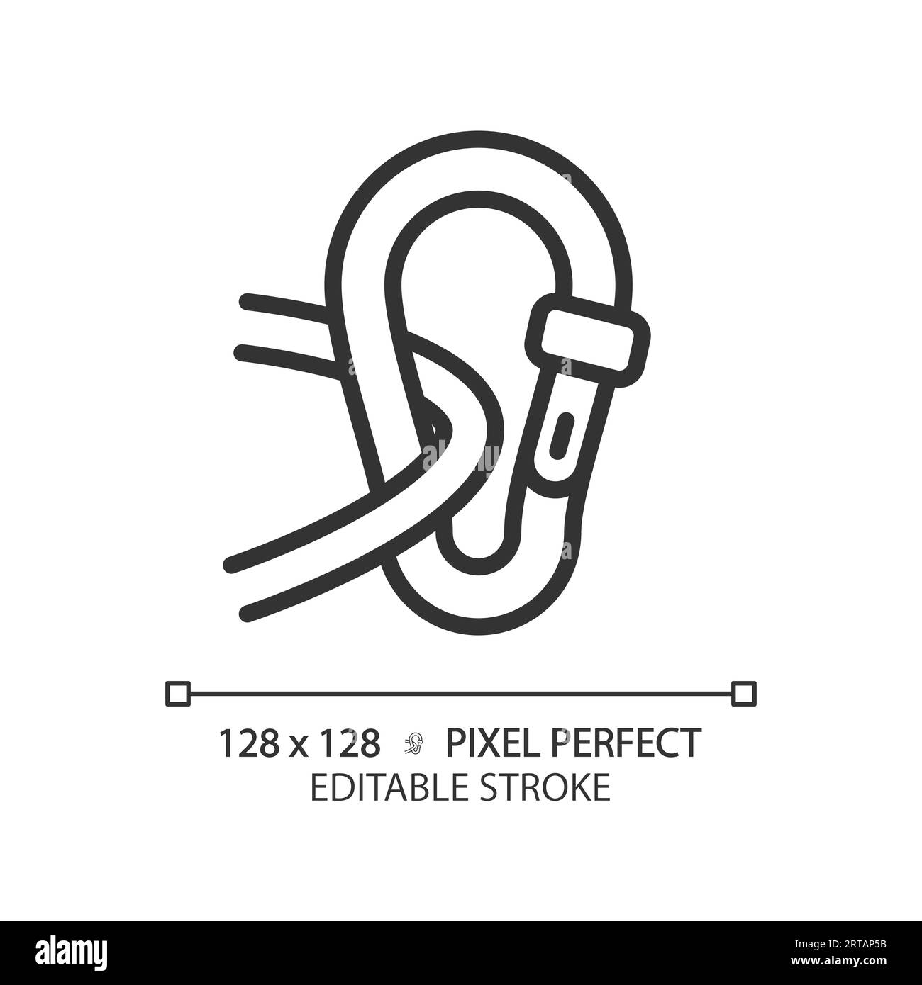 Customizable carabiner simple thin linear black icon Stock Vector