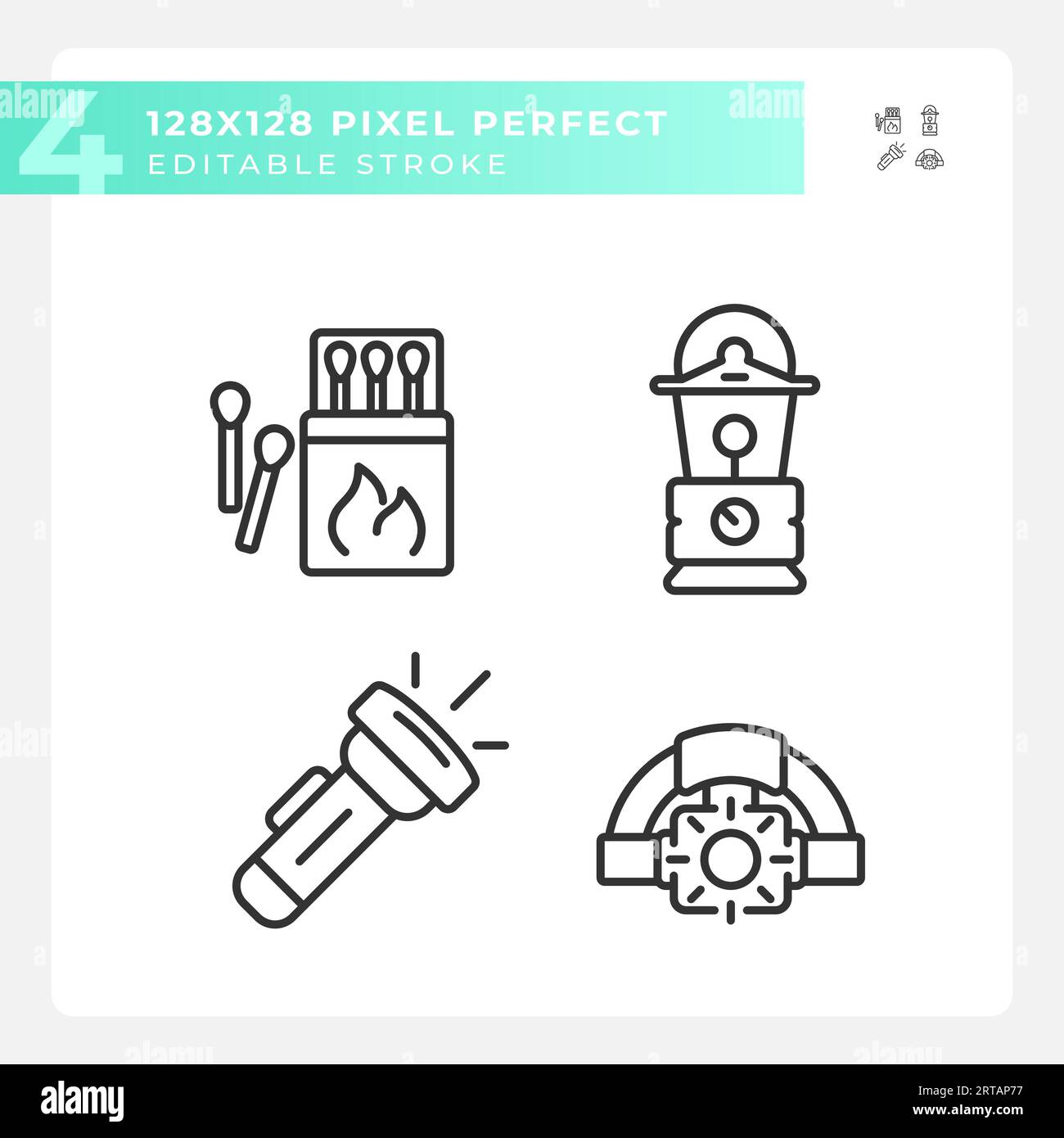 Set of 2D editable pixel perfect hiking gear icons Stock Vector Image ...