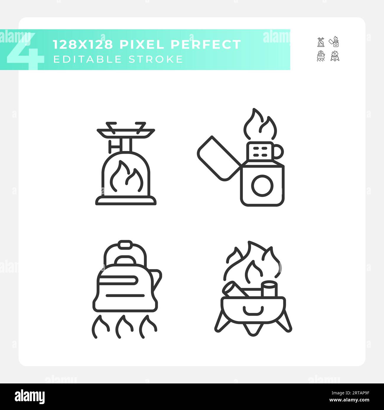 2D editable pixel perfect hiking gear icons set Stock Vector Image ...