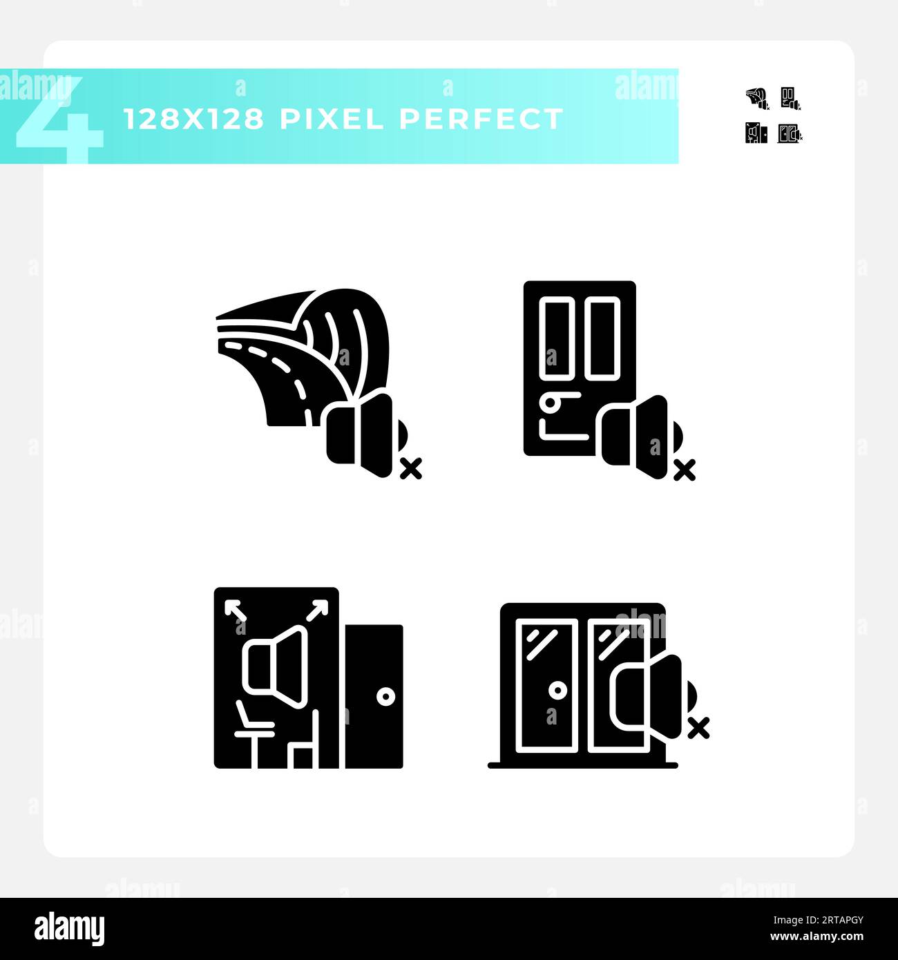 Pixel perfect soundproofing icons pack Stock Vector