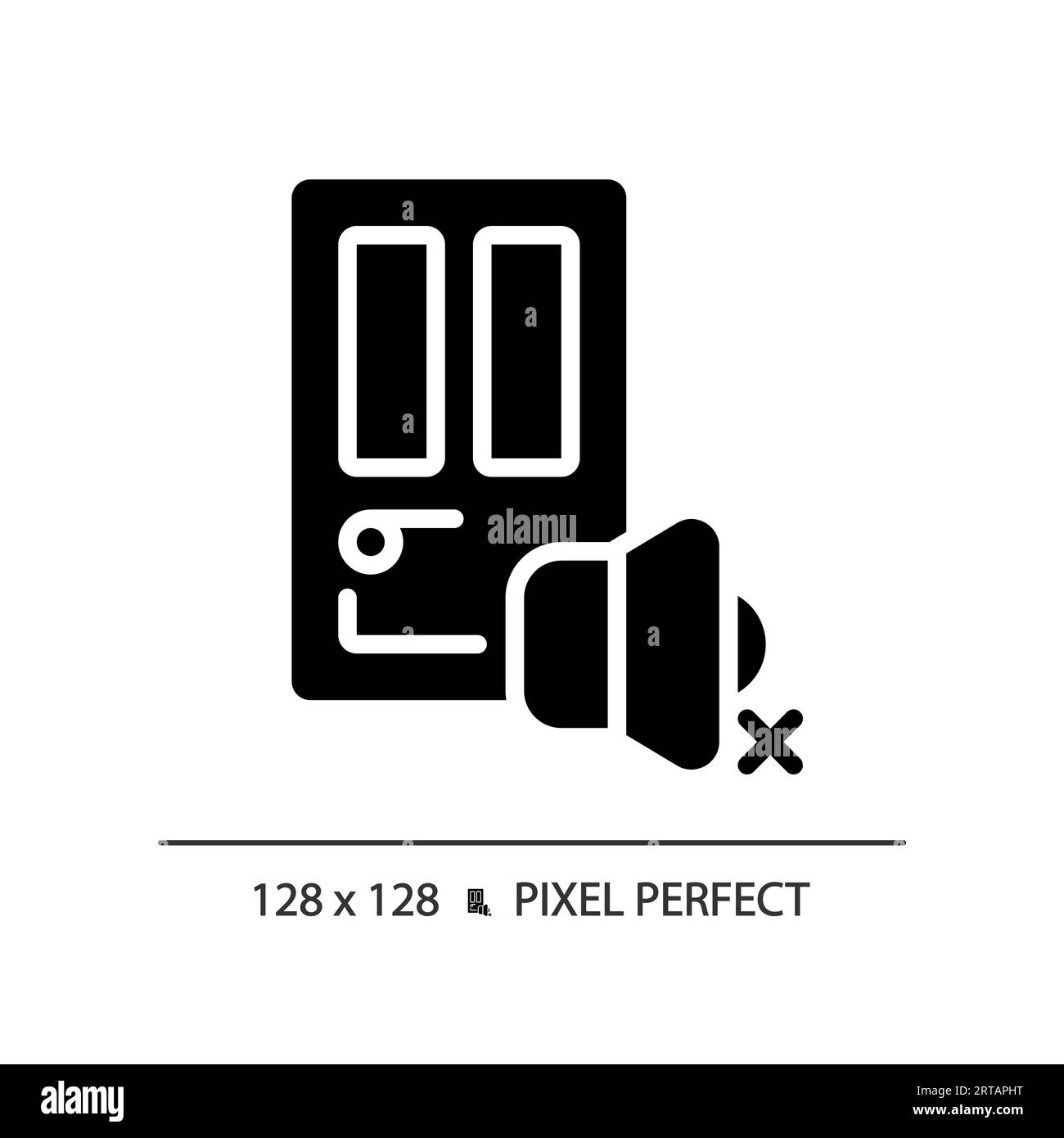 2D soundproof door glyph style solid icon Stock Vector