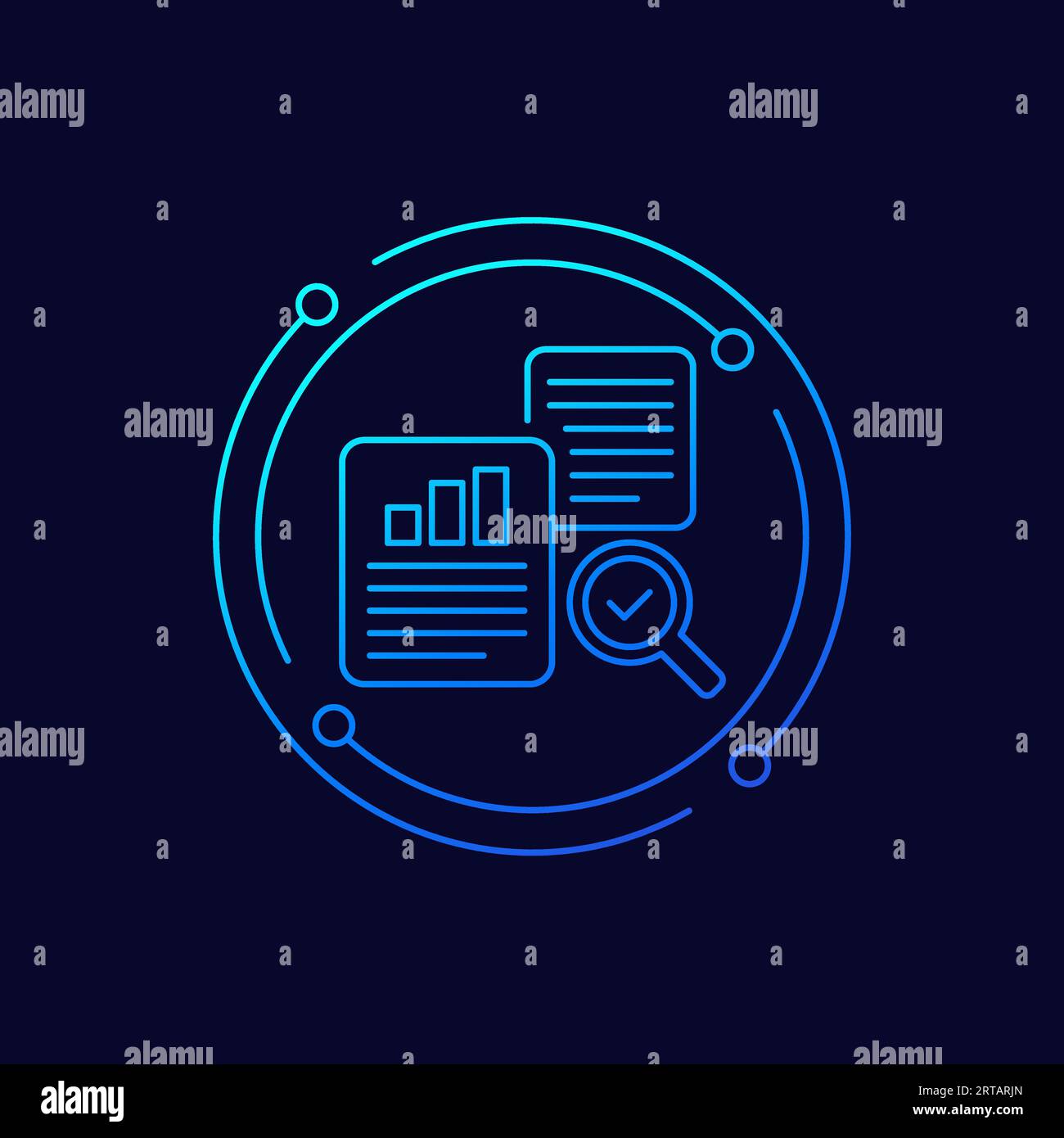 audit icon with documents, linear design Stock Vector